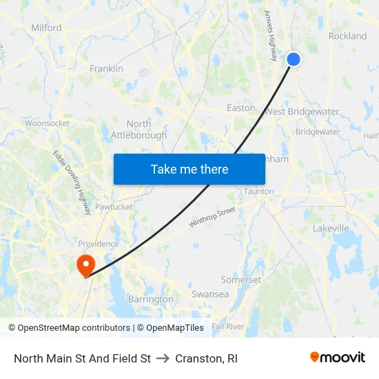 North Main St And Field St to Cranston, RI map