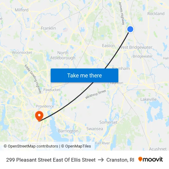 299 Pleasant Street East Of Ellis Street to Cranston, RI map