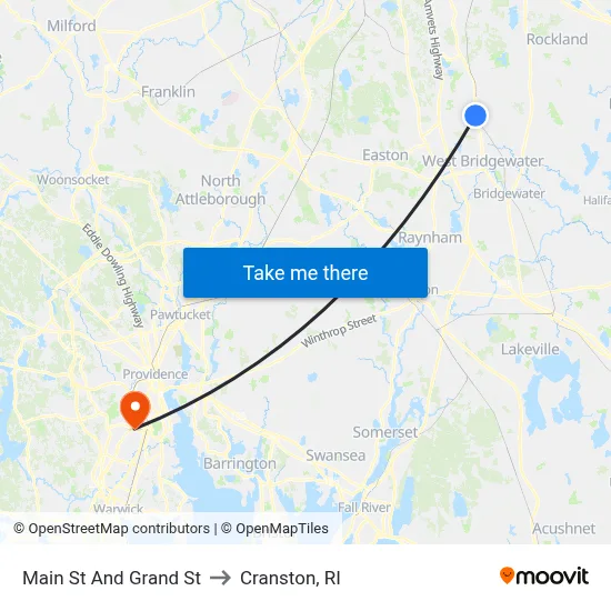 Main St And Grand St to Cranston, RI map