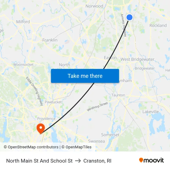 North Main St And School St to Cranston, RI map