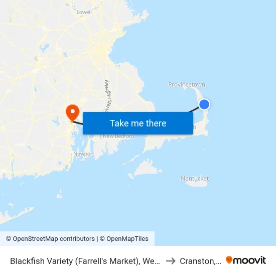 Blackfish Variety (Farrell's Market), Wellfleet to Cranston, RI map