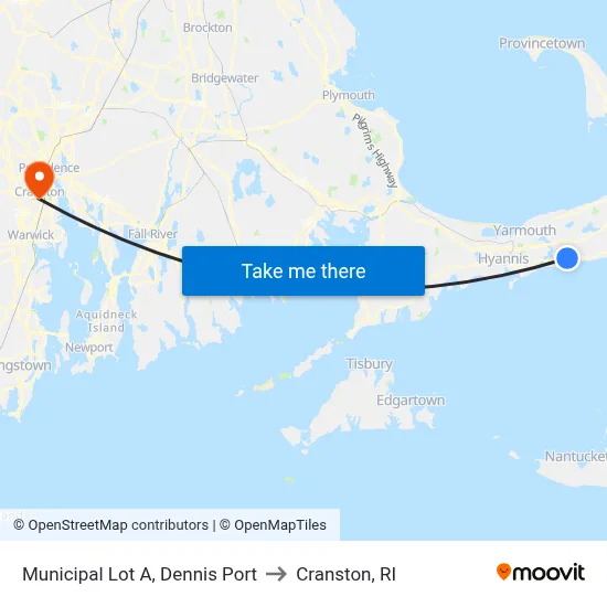 Municipal Lot A, Dennis Port to Cranston, RI map