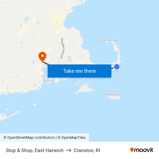 Stop & Shop, East Harwich to Cranston, RI map