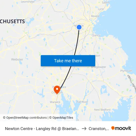 Newton Centre - Langley Rd @ Braeland Ave to Cranston, RI map