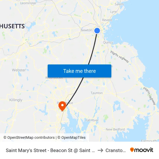 Saint Mary's Street - Beacon St @ Saint Mary's St to Cranston, RI map