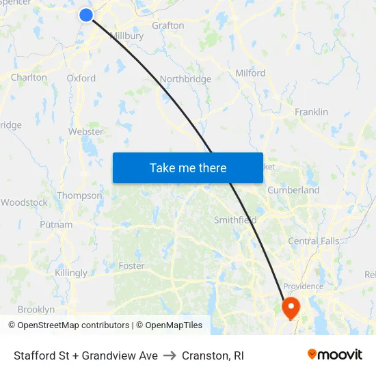 Stafford St + Grandview Ave to Cranston, RI map