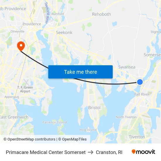 Primacare Medical Center Somerset to Cranston, RI map