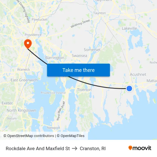 Rockdale Ave And Maxfield St to Cranston, RI map