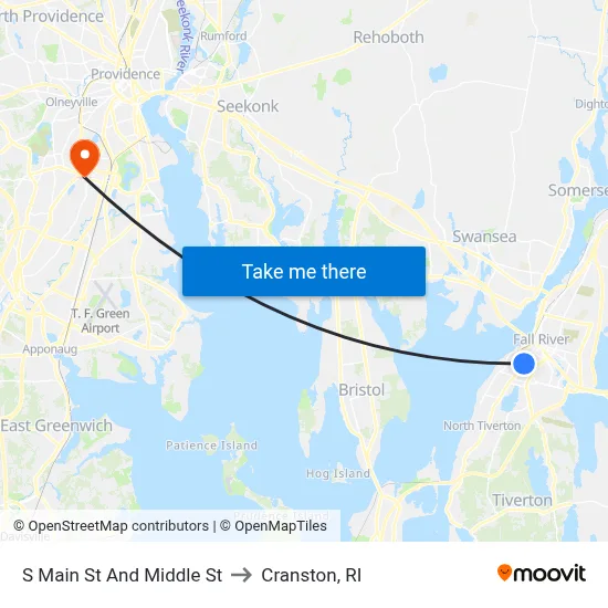 S Main St And Middle St to Cranston, RI map