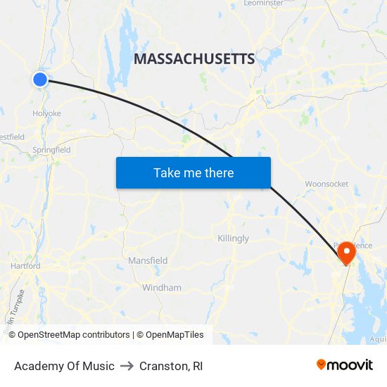 Academy Of Music to Cranston, RI map