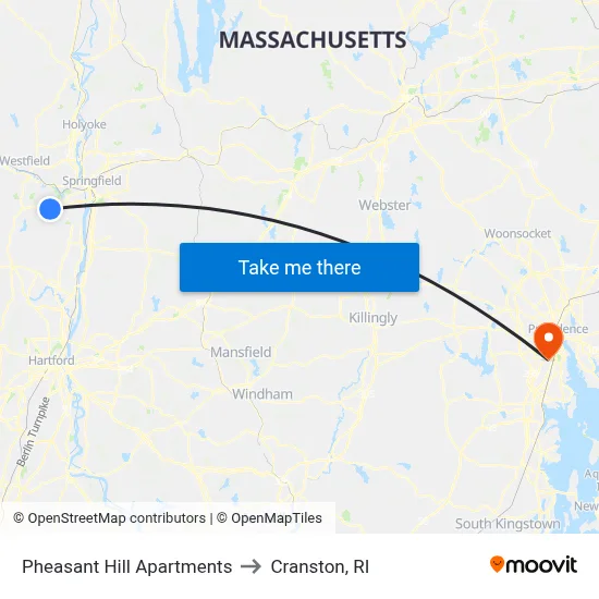 Pheasant Hill Apartments to Cranston, RI map