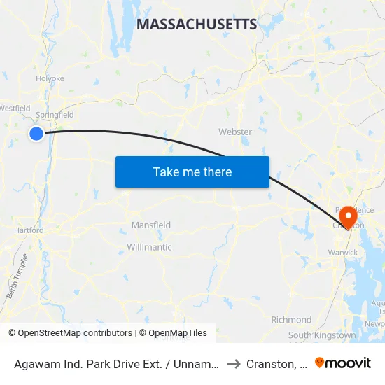 Agawam Ind. Park Drive Ext. / Unnamed to Cranston, RI map