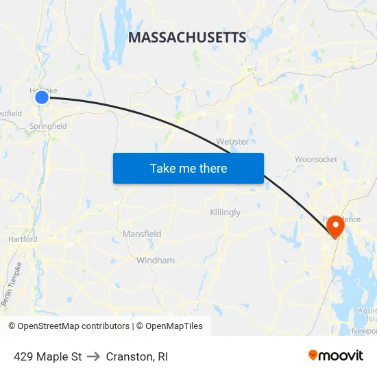 429 Maple St to Cranston, RI map