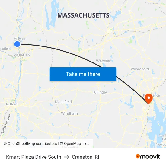Kmart Plaza Drive South to Cranston, RI map