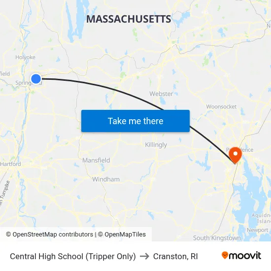 Central High School (Tripper Only) to Cranston, RI map