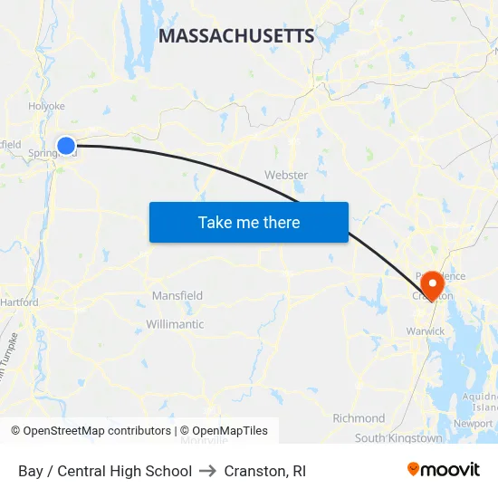 Bay / Central High School to Cranston, RI map