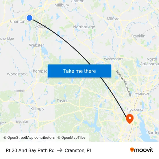 Rt 20 And Bay Path Rd to Cranston, RI map