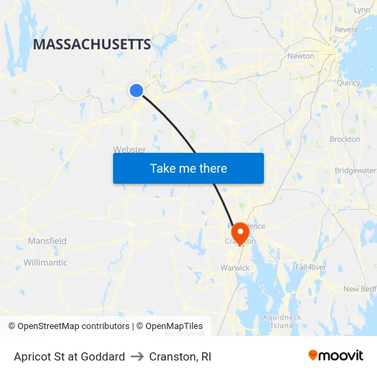 Apricot St at Goddard to Cranston, RI map