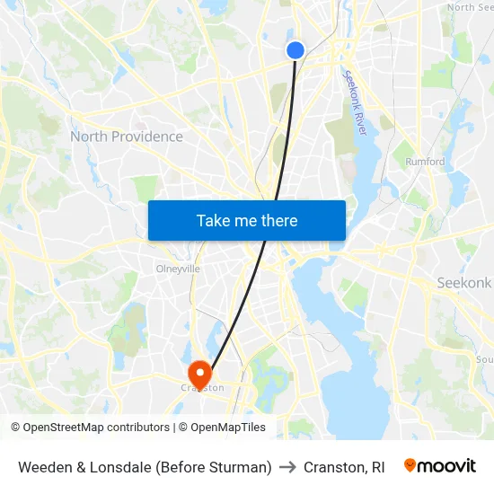 Weeden & Lonsdale (Before Sturman) to Cranston, RI map