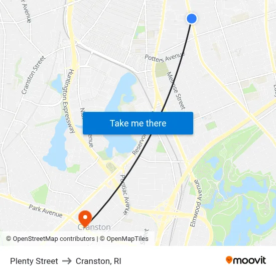 Plenty Street to Cranston, RI map