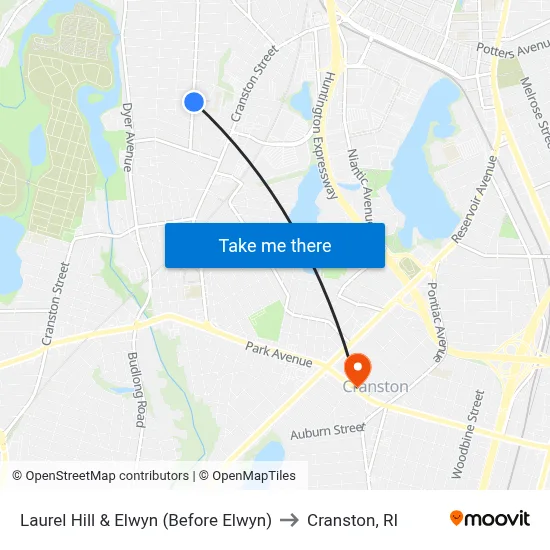 Laurel Hill & Elwyn (Before Elwyn) to Cranston, RI map