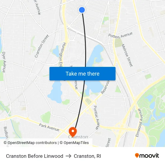 Cranston Before Linwood to Cranston, RI map