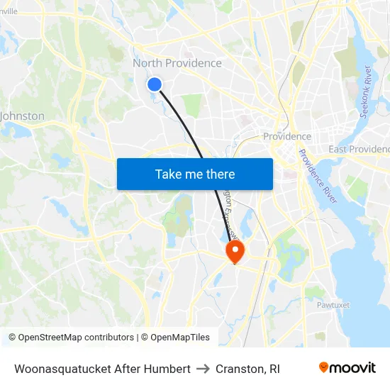 Woonasquatucket After Humbert to Cranston, RI map