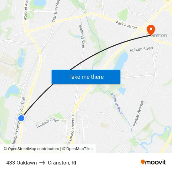 433 Oaklawn to Cranston, RI map