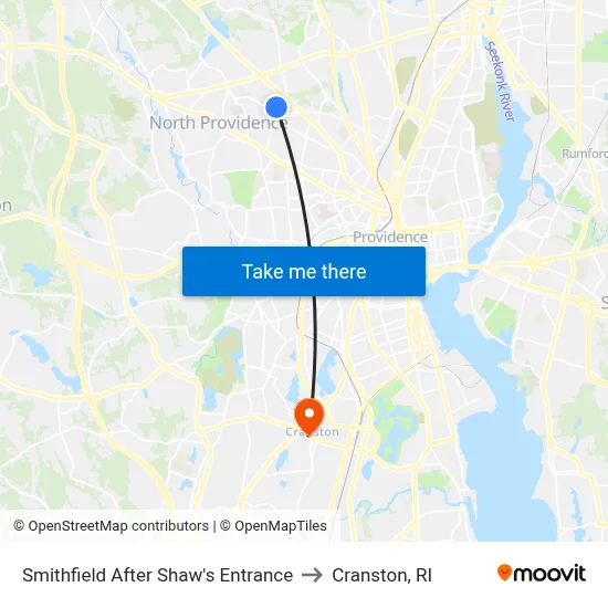 Smithfield After Shaw's Entrance to Cranston, RI map