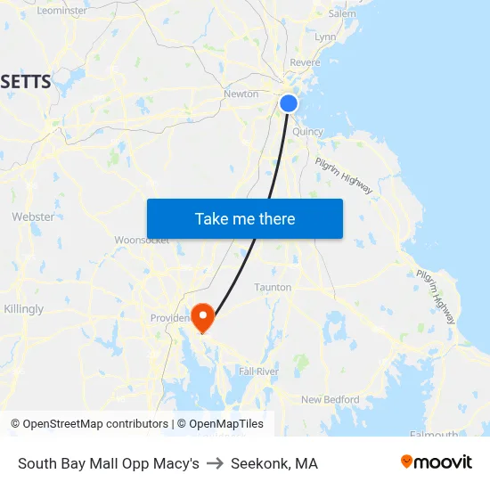 South Bay Mall Opp Macy's to Seekonk, MA map