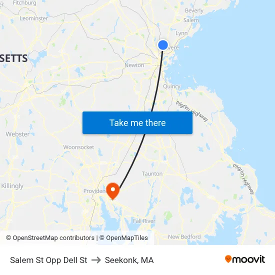 Salem St Opp Dell St to Seekonk, MA map