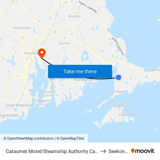 Cataumet Motel/Steamship Authority Cataumet Parking Lot to Seekonk, MA map