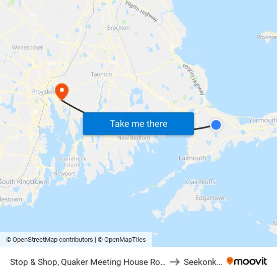 Stop & Shop, Quaker Meeting House Road, Sandwich to Seekonk, MA map