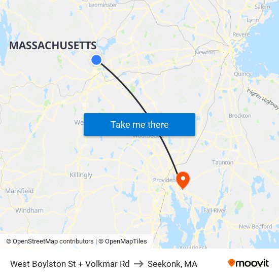 West Boylston St + Volkmar Rd to Seekonk, MA map