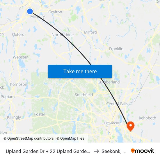 Upland Garden Dr at 22 Upland Garden to Seekonk, MA map