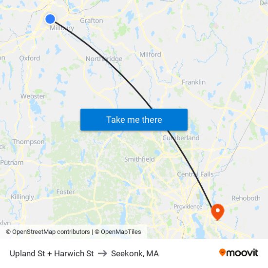 Upland St at Harwich to Seekonk, MA map