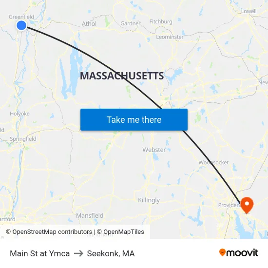 Main St at Ymca to Seekonk, MA map