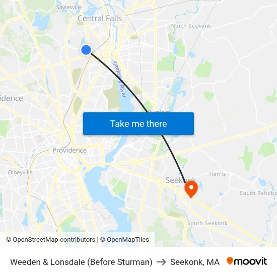 Weeden & Lonsdale (Before Sturman) to Seekonk, MA map