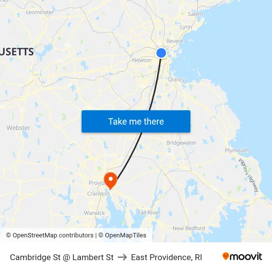 Cambridge St @ Lambert St to East Providence, RI map