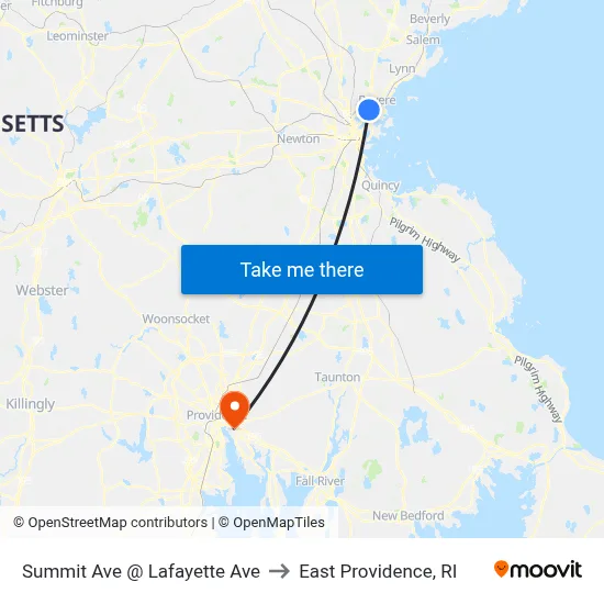 Summit Ave @ Lafayette Ave to East Providence, RI map