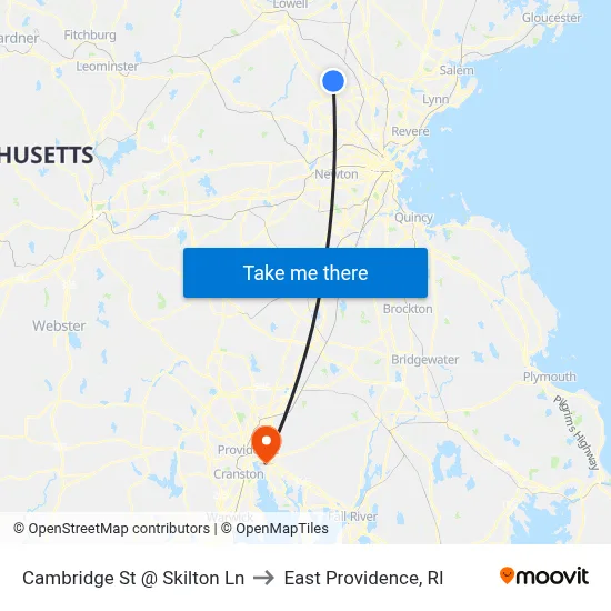 Cambridge St @ Skilton Ln to East Providence, RI map