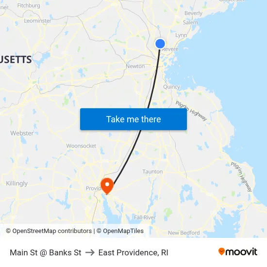 Main St @ Banks St to East Providence, RI map