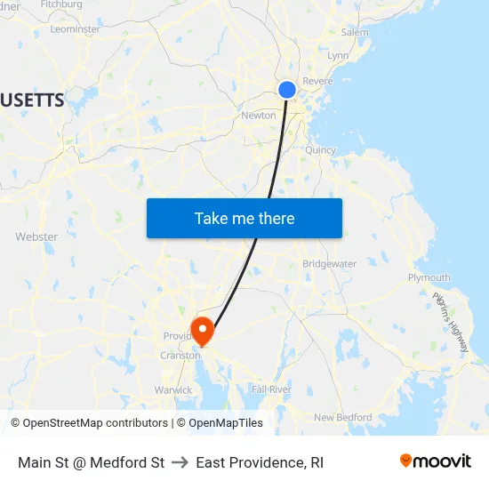 Main St @ Medford St to East Providence, RI map