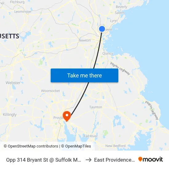 Opp 314 Bryant St @ Suffolk Manor to East Providence, RI map