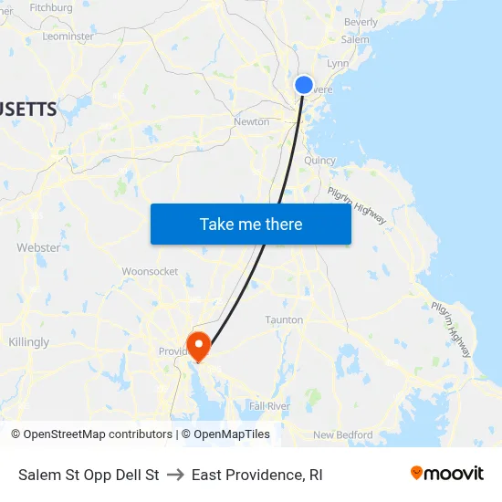 Salem St Opp Dell St to East Providence, RI map