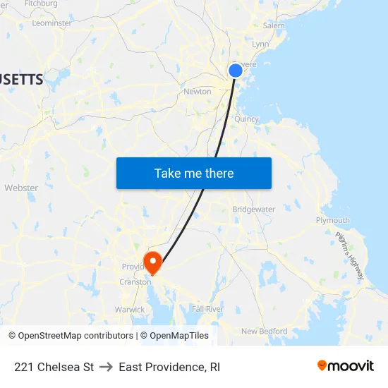 221 Chelsea St to East Providence, RI map