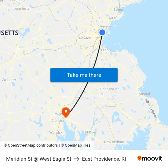Meridian St @ West Eagle St to East Providence, RI map