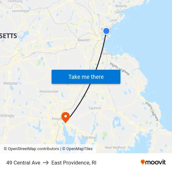 49 Central Ave to East Providence, RI map