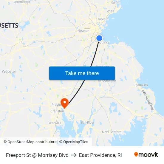 Freeport St @ Morrisey Blvd to East Providence, RI map
