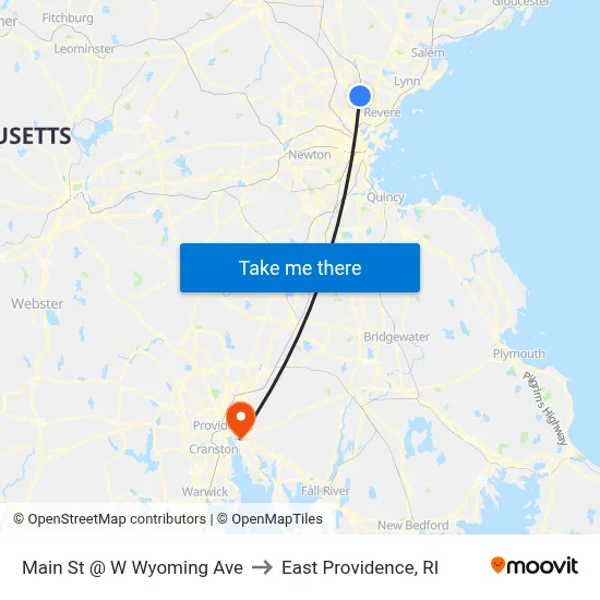 Main St @ W Wyoming Ave to East Providence, RI map